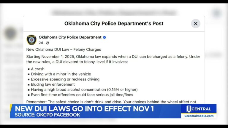 Oklahoma Toughens DUI Penalties with New Felony Law