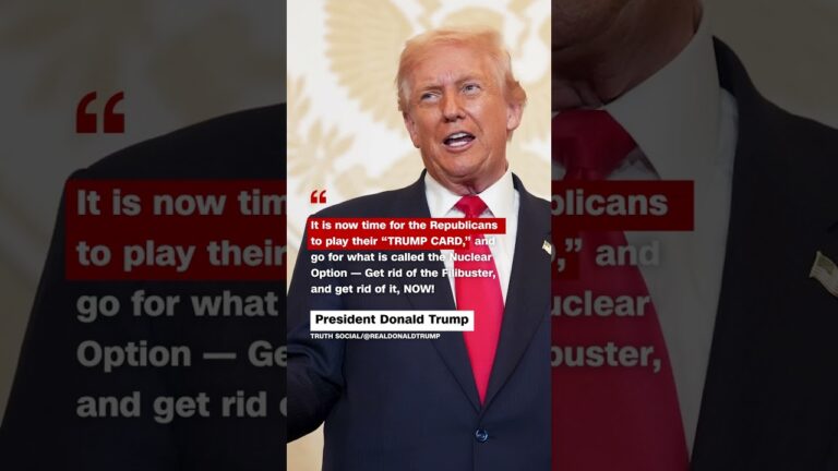 Trump Urges Senate to Eliminate Filibuster to End Government Shutdown