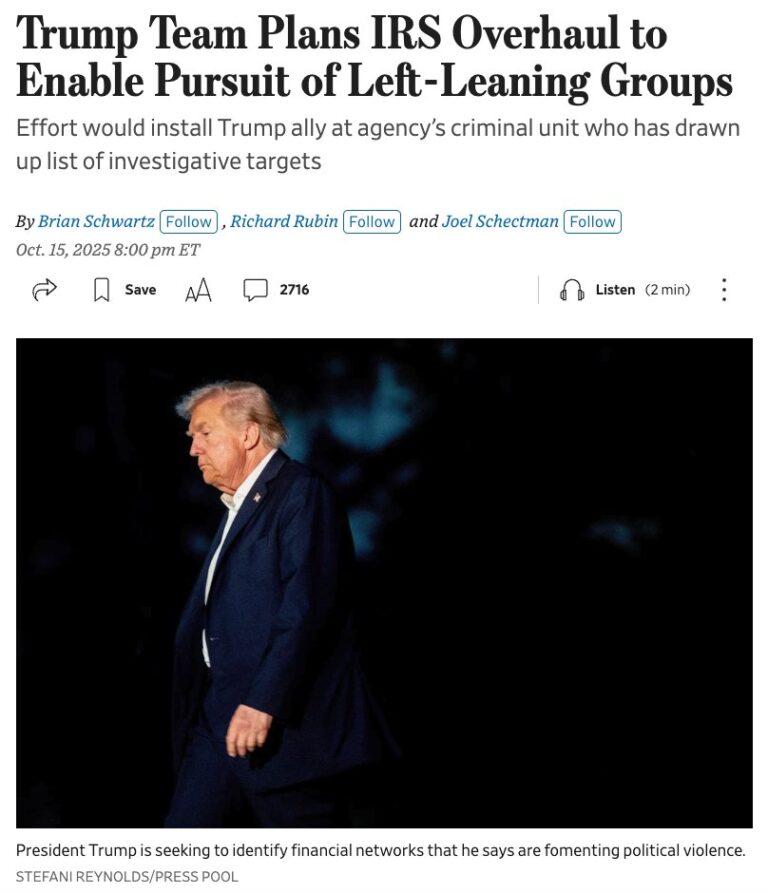 Trump Administration Plans IRS Overhaul to Target Leftist Entities