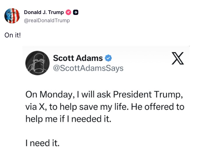 Scott Adams Credits Donald Trump for Life-Saving Cancer Treatment Intervention